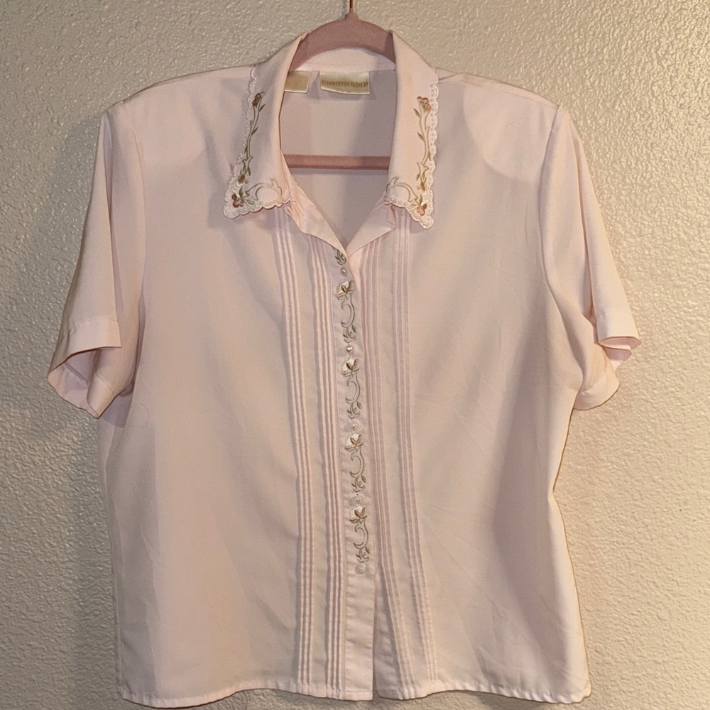 Elegant Pink Embroidered Women's Blouse